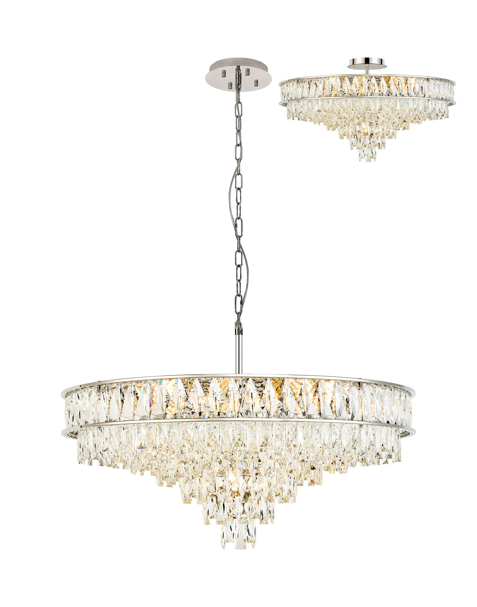 IL31862  Vivienne 70cm Pendant/Semi Flush 11 Light E14 Polished NIckel/Crystal